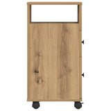 Narrow Bathroom Cabinet with Wheels Artisan Oak Engineered Wood 855240