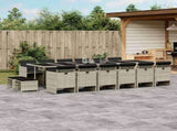 17 Piece Garden Dining Set with Cushions Light Grey Poly Rattan 3210647