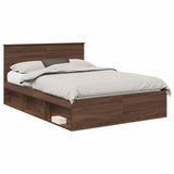 Bed Frame with Headboard Brown Oak 140 x 200 cm Solid Pine Wood 3410597
