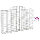 Arched Gabion Baskets 9 pcs 200x30x120/140 cm Galvanised Iron 3146138