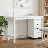 Desk Cabinet Set 2 pcs White Solid Pine Wood 3438771