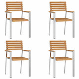 Garden Chair 4 pcs Solid Teak Wood and Stainless Steel 42006200