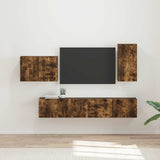 TV Wall Cabinet Set 4 pcs Smoked Oak Engineered Wood 3408939