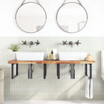 Basin Shelf Wall Mounted Steel and Solid Wood Acacia 3302945