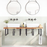 Basin Shelf Wall Mounted Steel and Solid Wood Acacia 3302945