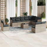 11 Piece Garden Sofa Set with Cushions Light Grey Poly Rattan 3217812