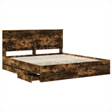 Bed Frame with Drawer Smoked Oak 180 x 200 cm Engineer Wood 3409437