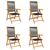 Reclining Garden Chairs 4 pcs Black Solid Wood Acacia 3214529
