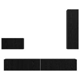 Wall TV Cabinet Wall-mounted 4 pcs Black Oak Engineered Wood 3393175