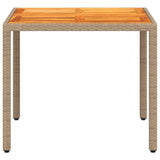 Garden Table Beige 90x90x75 cm Poly Rattan Acacia Wood 368124