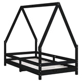 Kids Bed Frame Black 80x160 cm Solid Wood Pine 834491