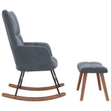 Rocking Chair with Footstool Dark Grey Velvet 42022454