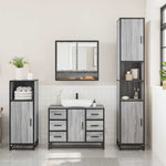 ZNTS 3 Piece Bathroom Furniture Set Grey Sonoma Engineered Wood 3300993