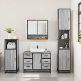 ZNTS 3 Piece Bathroom Furniture Set Grey Sonoma Engineered Wood 3300993