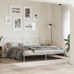 Metal Bed Frame without Mattress with Headboard White 180x200cm 376555