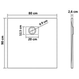 Shower Base Tray SMC Brown 90x80 cm 148924