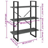 3-Tier Book Cabinet Grey 80x30x105 cm Solid Pine Wood 806534