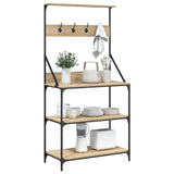 Baker's Rack with Hooks 4-Tier Sonoma Oak Engineered Wood 838959