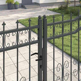 Fence Gate with Spear Top with Lock Grey 404 x 175 cm Steel 42009051