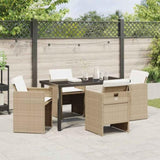 Garden Dining Set 5 pcs Beige Poly Rattan 3380606