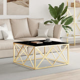 Coffee Table Gold 80x80x40 cm Stainless Steel and Glass 349972