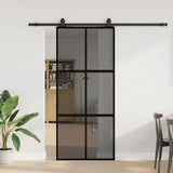 Sliding Door with Hardware Set Black 90x205 cm Tempered Glass 3375967
