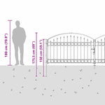 Fence gate with Lock Grey 400 x 125 cm Steel 42008942