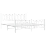 Metal Bed Frame without Mattress with Footboard White 183x213cm 376200