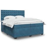 Box Spring Bed with Mattress Blue 200x200 cm Velvet 3291018