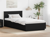 Bed Frame with Headboard Black 100 x 200 cm Engineered Wood 3408195