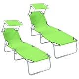 Sun Lounger Folding 2 pcs Green 58 x 188 x 77cm Polyester 42003064