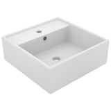 Luxury Basin Overflow Square Matt White 41x41 cm Ceramic 146943