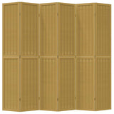 Room Divider 6 Panels Brown Solid Wood Paulownia 358828