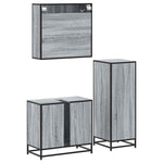 ZNTS 3 Piece Bathroom Furniture Set Grey Sonoma Engineered Wood 3300998