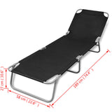 Sun Lounger Black Powder-coated steel 189 cm long Foldable 41478