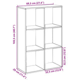 Room Divider Bookcase Sonoma Oak 69.5x29x103.5 cm Engineered Wood 858014