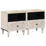 Bed cabinet 2 pcs White 40 x 33 x 46 cm Solid Mango Wood 4018375