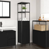 Bathroom Cabinet with Shelves Black Oak 36x35x165 cm 861907