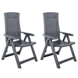 Garden Chair Set of 2 Anthracite Plastic Standard Foldable 48761