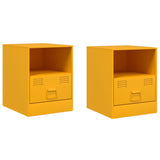 ZNTS Bedside Cabinets 2 pcs Mustard Yellow 34.5x39x44 cm Steel 841758