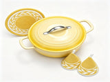 Stainless steel handle, 7.5QT, 7.1L round enamel pot, yellow gradient, includes gloves and 52174694