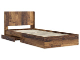 Bed Frame with Storage and Headboard Old Wood 100 x 200 cm 3414147