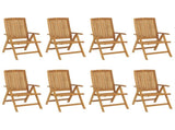 Reclining Folding Chairs 8 pcs Solid Wood Teak 3154925
