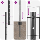 Fence with Posts Grey 1 x 25 m Steel 3336140