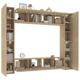8 Piece TV Cabinet Set Sonoma Oak Engineered Wood 3114232