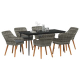 Garden Dining Set with Cushion 7 pcs Grey Poly Rattan 3261681