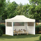 Professional Folding Party Tent with 3 Sidewalls 3x4 m Steel Cream 48893