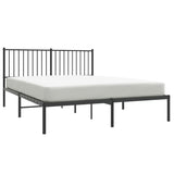 ZNTS Metal Bed Frame without Mattress with Headboard Black 150x200cm 350866