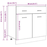 Drawer Bottom Cabinet Lyon Artisan Oak 80x46x81.5 cm Engineered Wood 856093