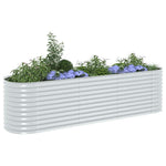 Garden Raised Bed 320x80x81 cm Galvanised Steel Silver 45512